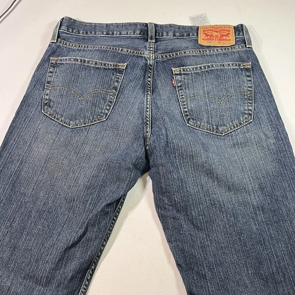 Levi's‎ 559 Relaxed Straight Jeans Men's 34x34 Blue Denim Medium Wash 5-Pockets